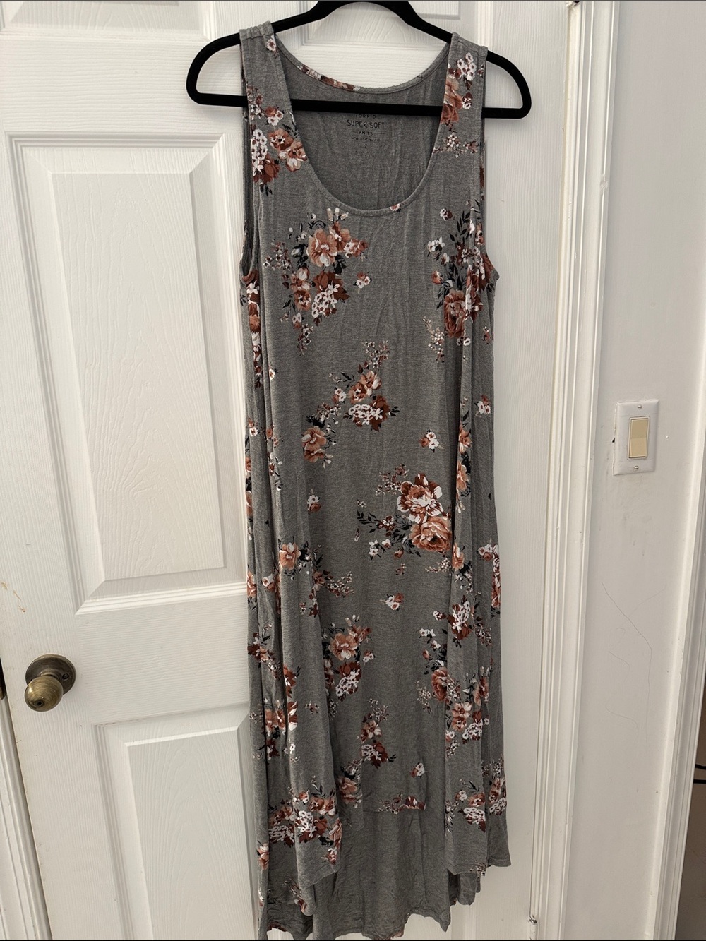 torrid Gray Floral High-Low Maxi Dress with Rust Accents
